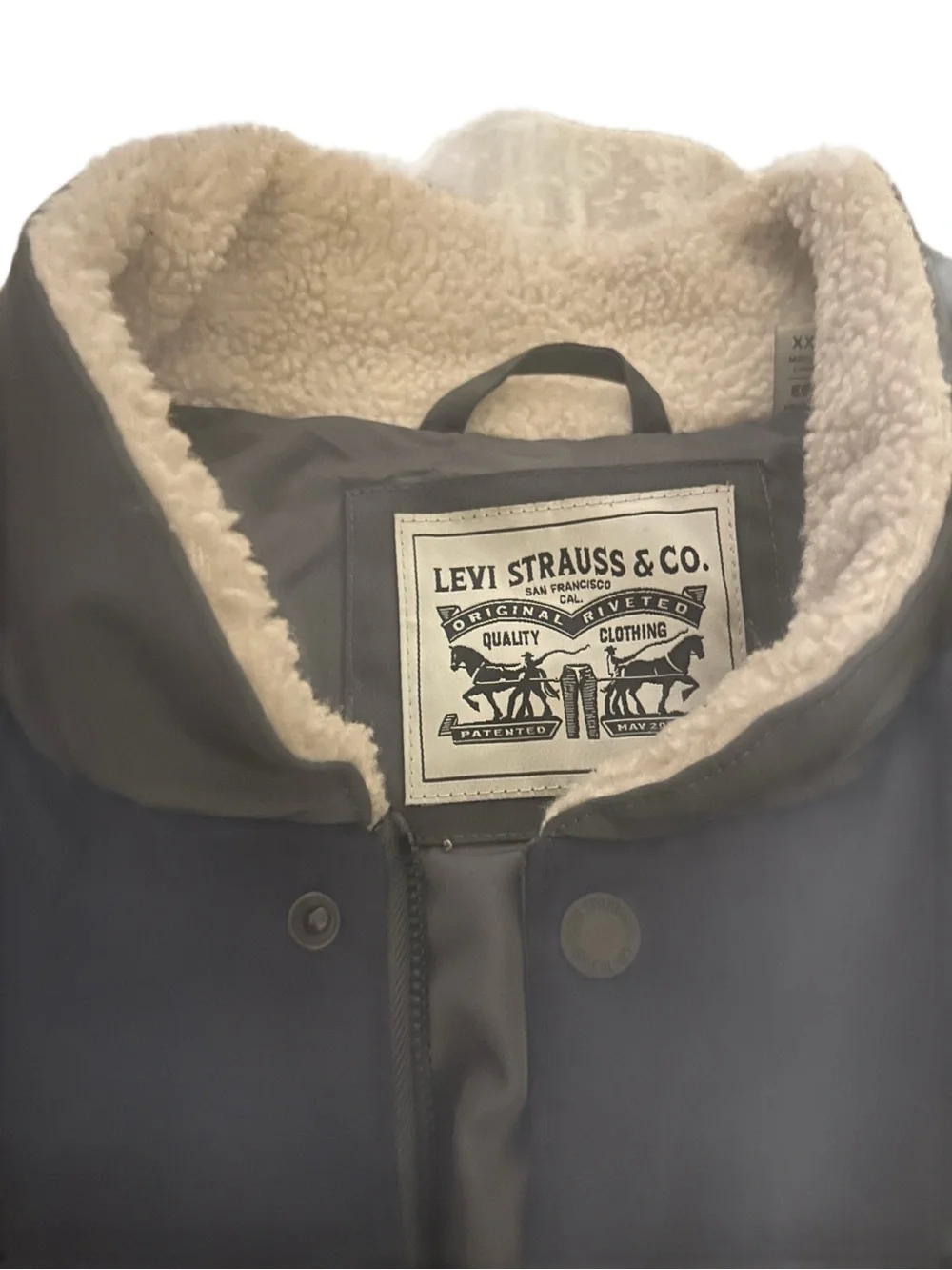 Levi's Olive Green Puffer Jacket with Black Shoulder Yoke